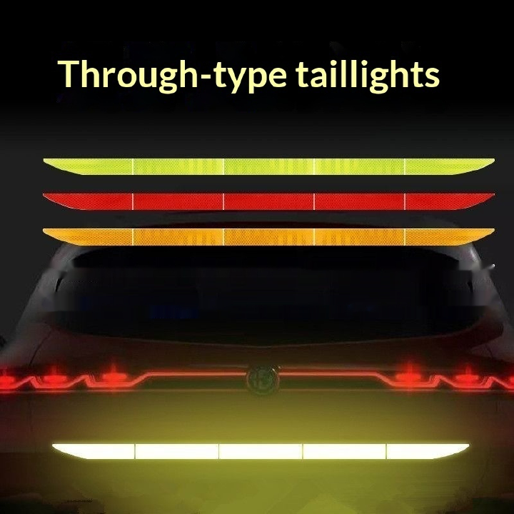 Diamond grade strong reflective car tail warning sticker with continuous tail lights, anti rear end collision night driving safety label sticker