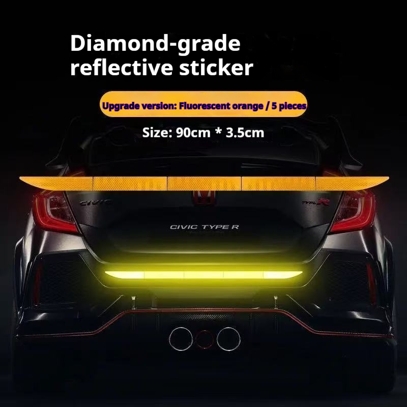 Diamond grade strong reflective car tail warning sticker with continuous tail lights, anti rear end collision night driving safety label sticker