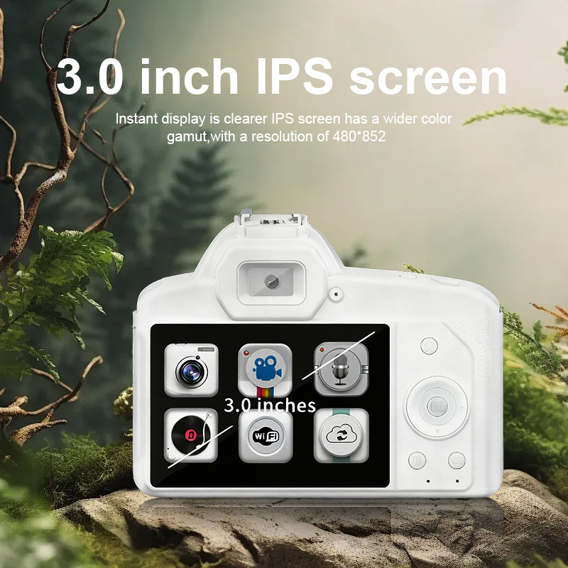 4K high-definition 64 megapixel WiFi digital camera with front and rear dual cameras, IR-CUT night vision interchangeable lens, anti shake vlog mirrorless camera