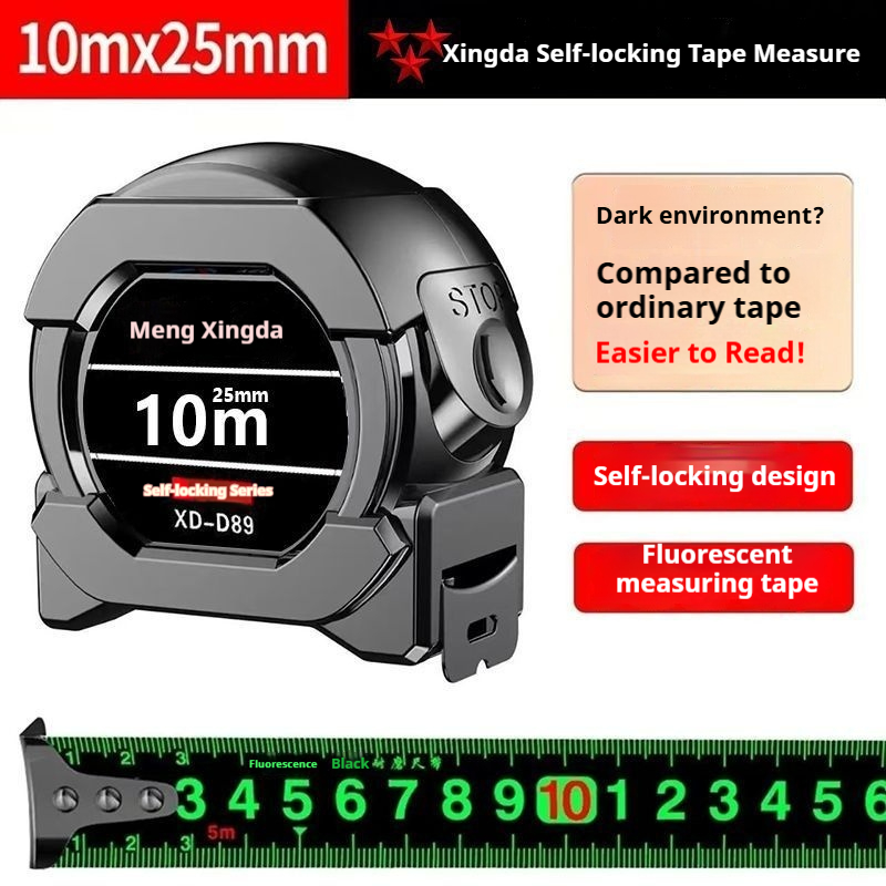 Black technology thickened anti drop and wear-resistant tape measure 5 meters 7.5 meters 10 meters box measure meter measure high-precision fluorescent steel tape measure
