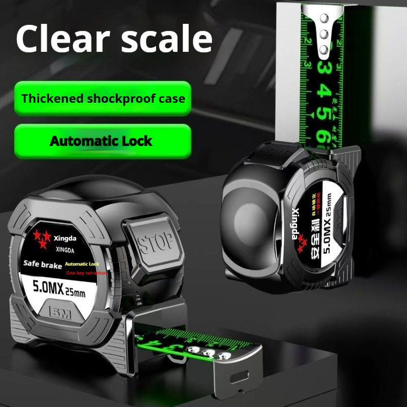 Black technology thickened anti drop and wear-resistant tape measure 5 meters 7.5 meters 10 meters box measure meter measure high-precision fluorescent steel tape measure