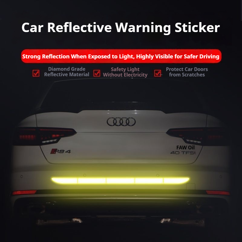 Diamond grade strong reflective car tail warning sticker with continuous tail lights, anti rear end collision night driving safety label sticker
