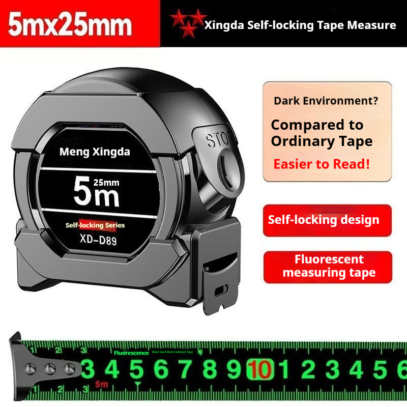 Black technology thickened anti drop and wear-resistant tape measure 5 meters 7.5 meters 10 meters box measure meter measure high-precision fluorescent steel tape measure