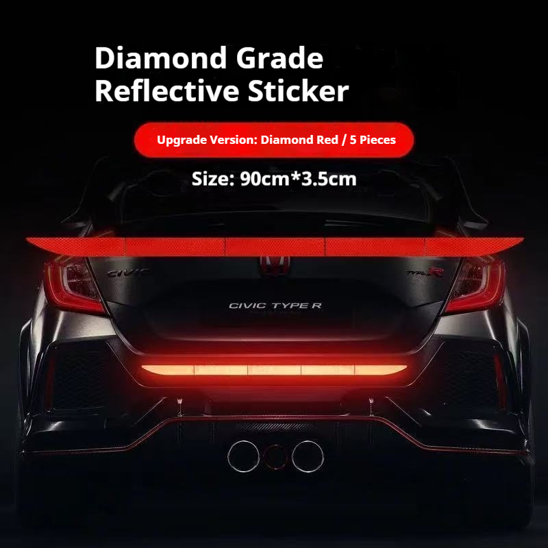 Diamond grade strong reflective car tail warning sticker with continuous tail lights, anti rear end collision night driving safety label sticker