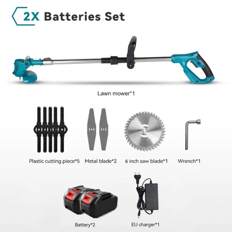Lithium ion lawn mower, small household multifunctional folding courtyard handheld electric weeding machine with auxiliary wheels, multi blade lawn trimmer, multiple package options available