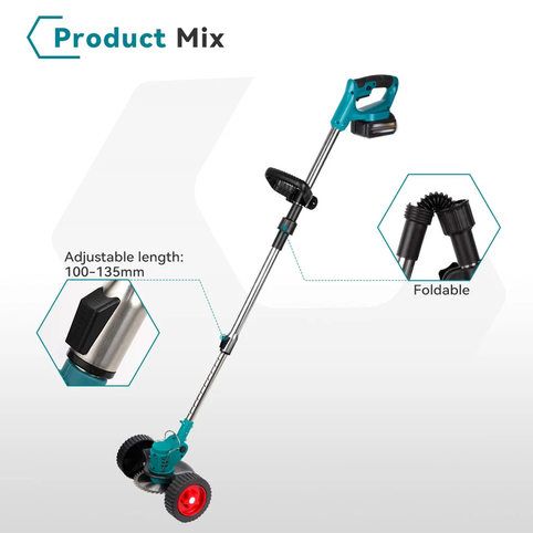 Lithium ion lawn mower, small household multifunctional folding courtyard handheld electric weeding machine with auxiliary wheels, multi blade lawn trimmer, multiple package options available