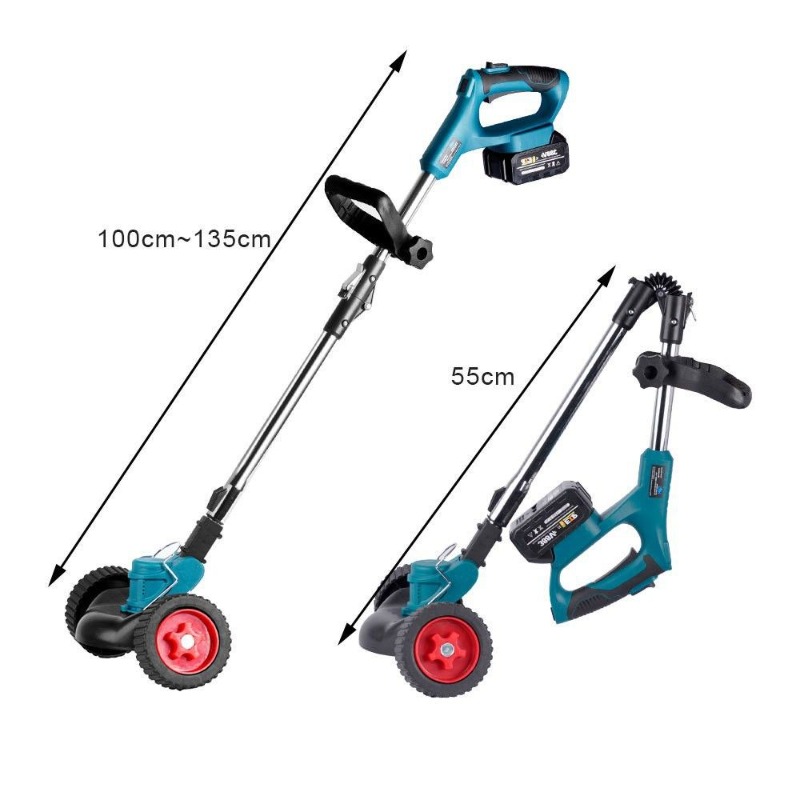 Lithium ion lawn mower, small household multifunctional folding courtyard handheld electric weeding machine with auxiliary wheels, multi blade lawn trimmer, multiple package options available