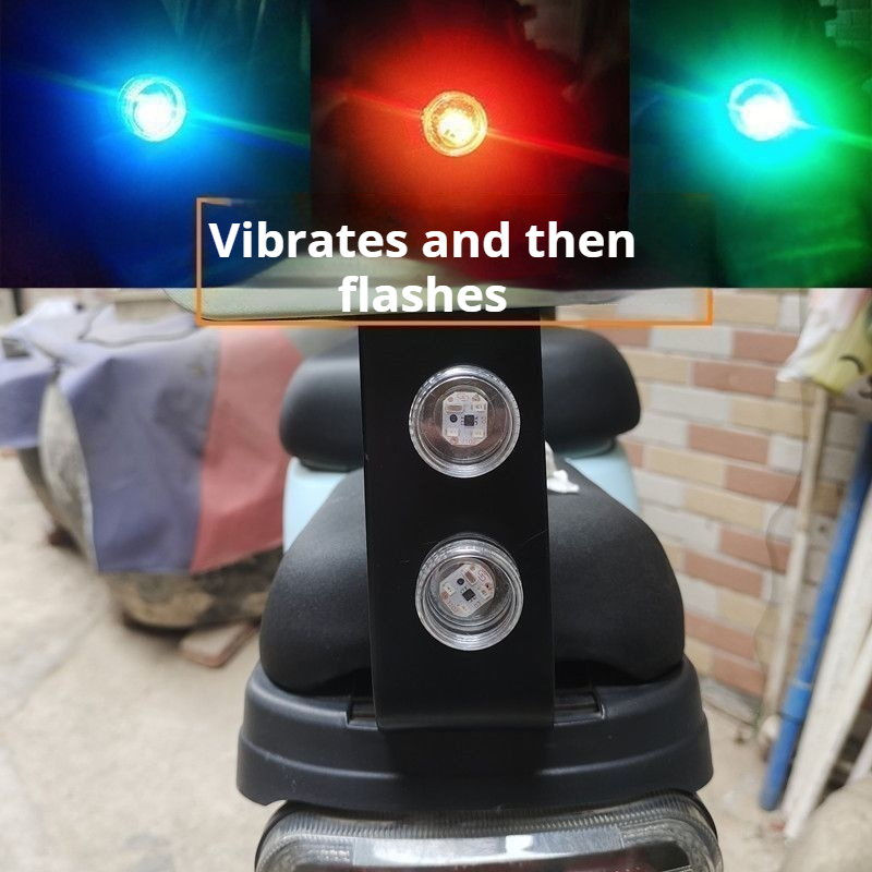Intelligent vibration sensing flashing warning light fingertip gyroscope+circular dual electric bike motorcycle car anti rear end universal light