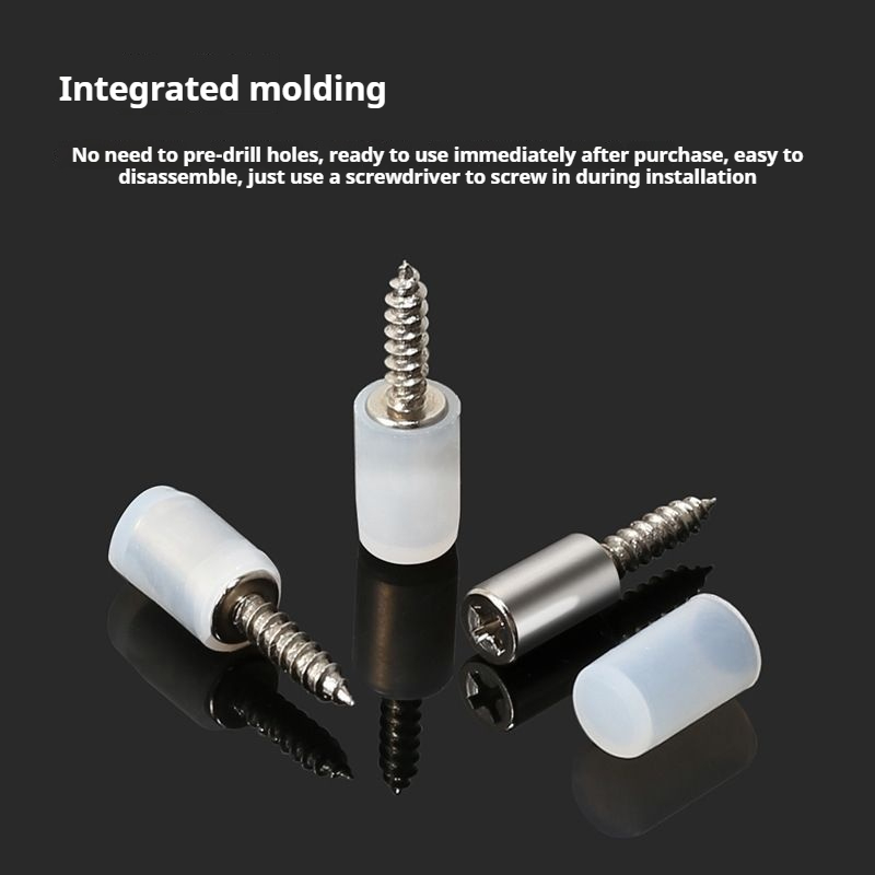 Integrated self tapping screw laminated board with silicone anti slip protective cover, cabinet wardrobe glass partition, invisible support nail hardware accessories