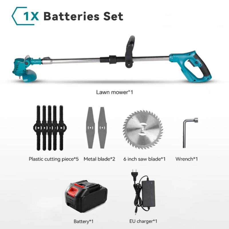 Lithium ion lawn mower, small household multifunctional folding courtyard handheld electric weeding machine with auxiliary wheels, multi blade lawn trimmer, multiple package options available