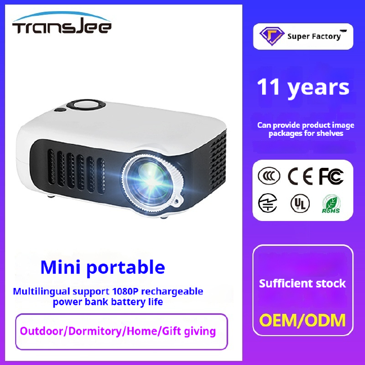 Mini portable mobile projector for home use, high-definition support, 1080p power bank, battery life, mini projector