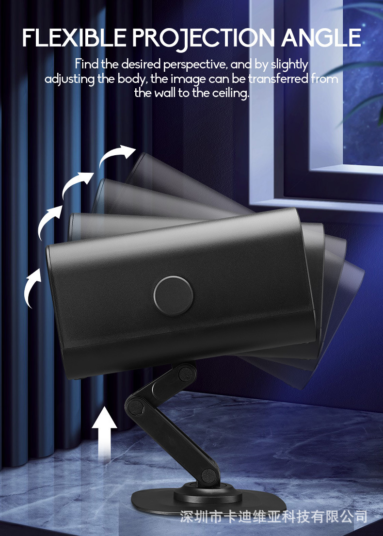 New Portable Mini Wireless WIFI Same Screen Mobile Phone Portable Mini Home HD Projector Adjustable Rotating Stand Low Noise Bedroom Wall Projection Projector