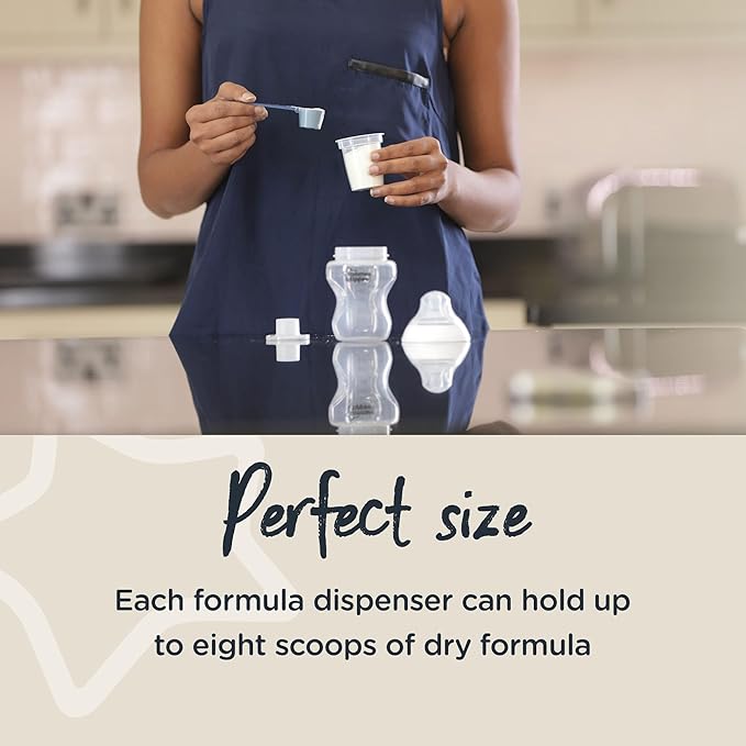 Tommee Tippee Milk Powder Dispenser, Pack of 6 Preparation Dispensers, Holds Up to 8 Milk Measures, Convenient for Travel and Space Saving