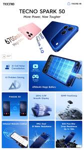 New Arrival Tecno SPARK 50 4G 256GB ROM+ Upto 16GB RAM 6.78" SCREEN ,6700mAh Battery 50MP CAMERA ANDROID 16