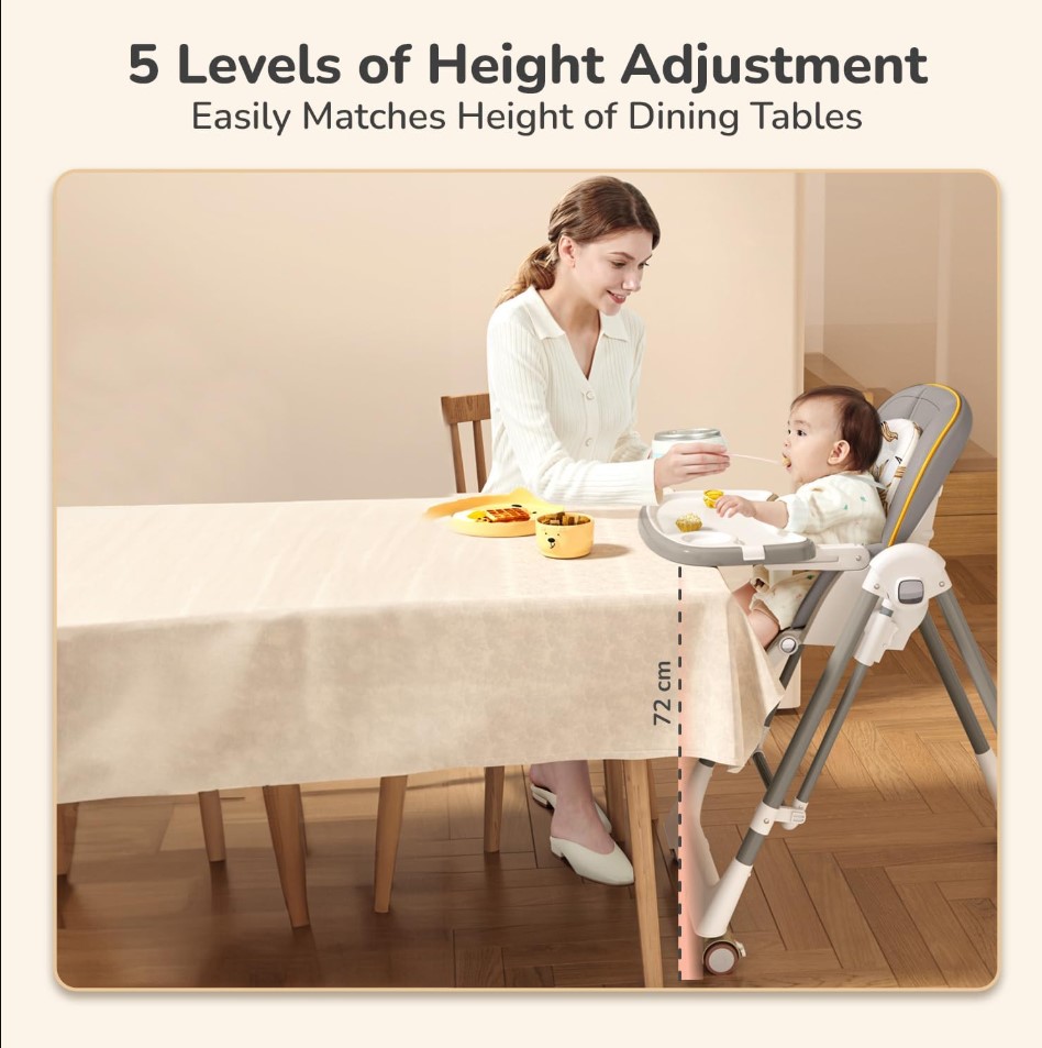 Manual Swing High Chair 2-in-1 Baby Feeding Chair & Rocking Swing – Adjustable Recline, Foldable Design with Removable Tray, Safety Harness & Padded Seat for Infants – Comfortable Feeding & Soothing C