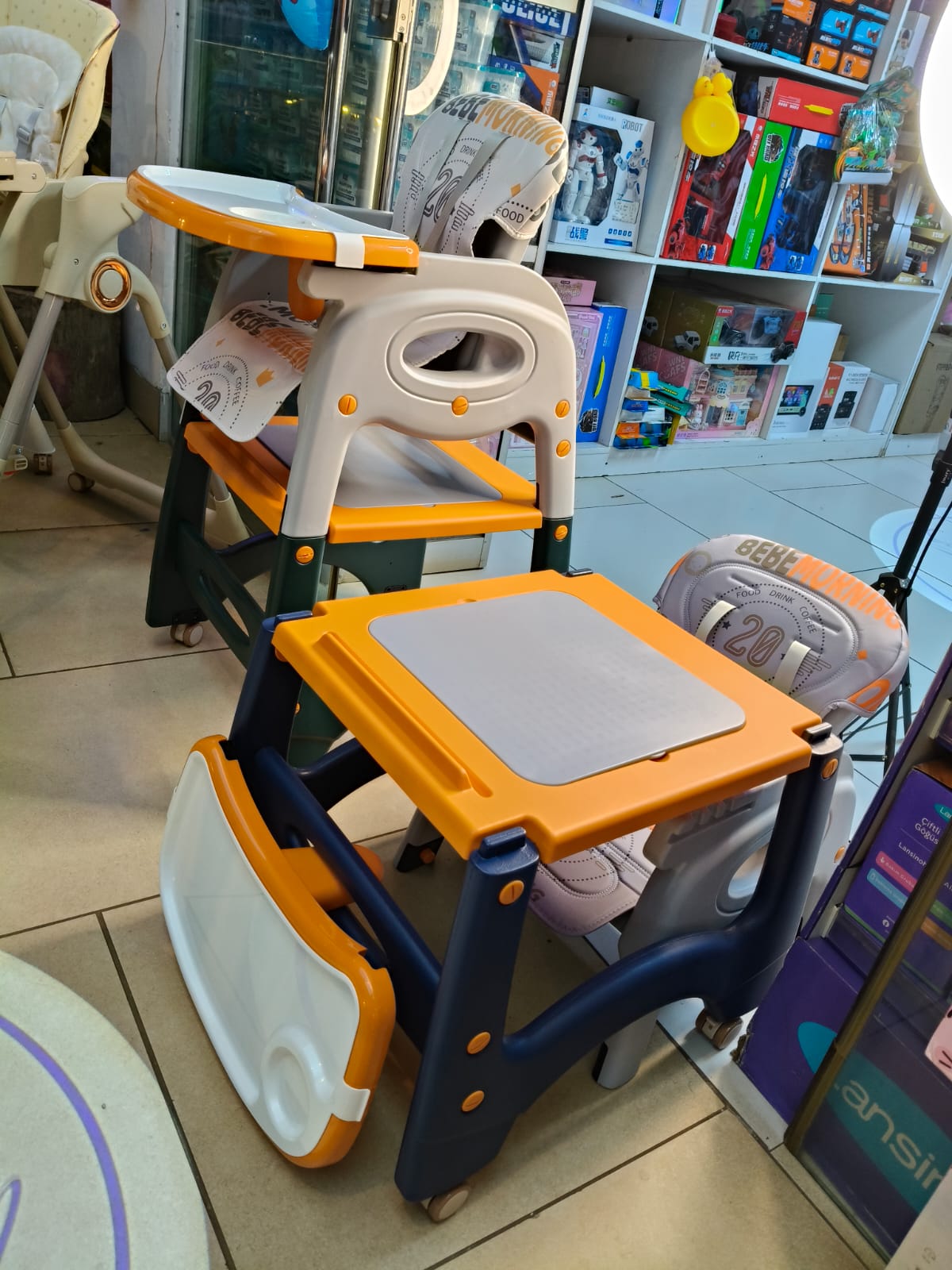 3 in 1 Baby Feeding Chair Convertible High Chair with Booster Seat & Toddler Chair – Adjustable Multi-Functional Feeding Chair for Kids Dining, Safety Harness & Easy Clean Tray