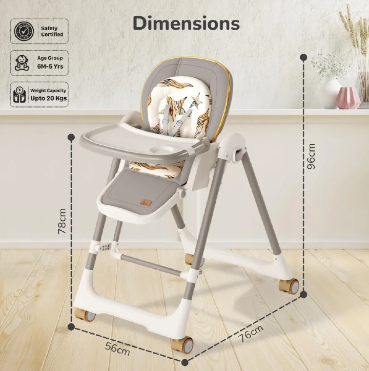 Manual Swing High Chair 2-in-1 Baby Feeding Chair & Rocking Swing – Adjustable Recline, Foldable Design with Removable Tray, Safety Harness & Padded Seat for Infants – Comfortable Feeding & Soothing C