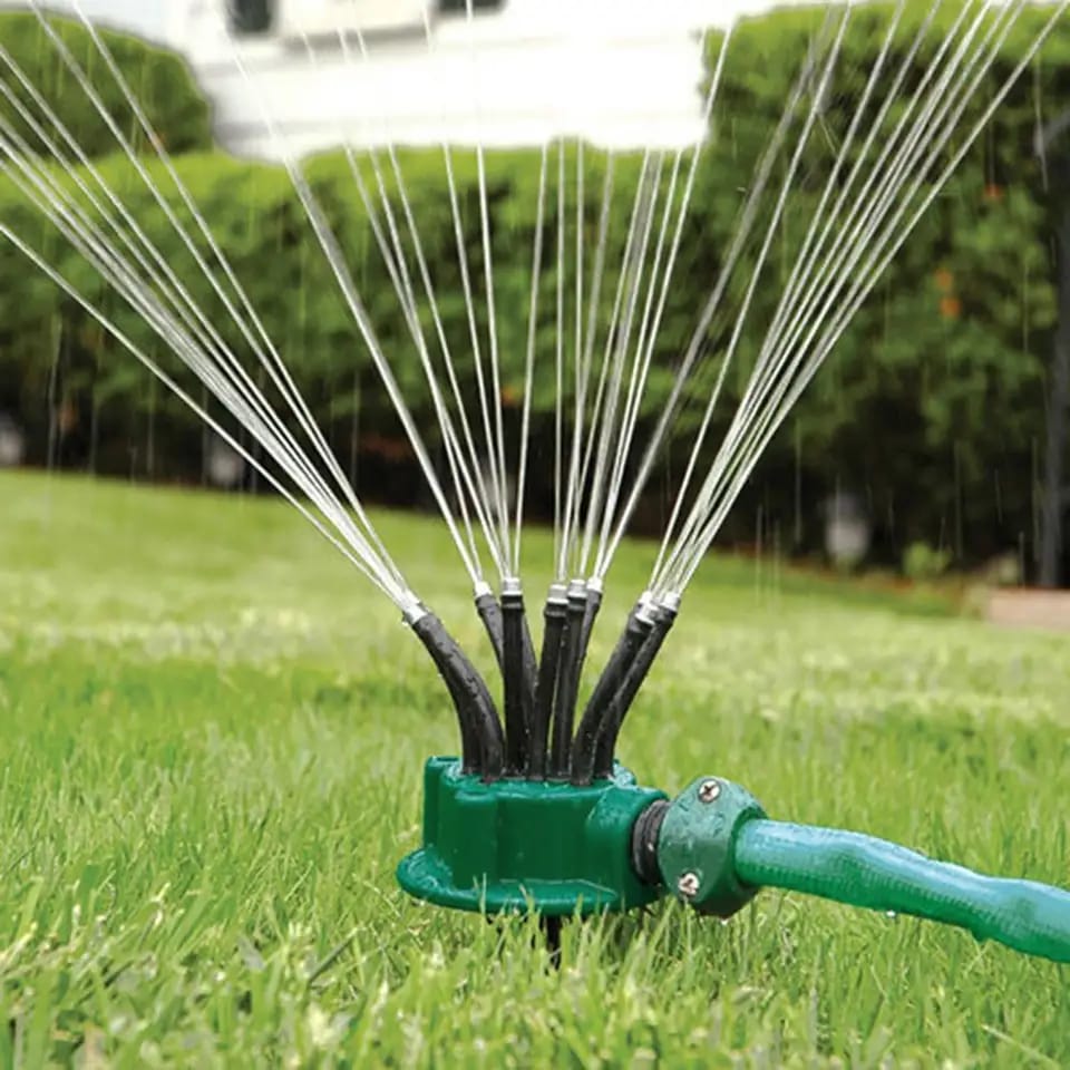 360° Automatic Rotating Garden Sprinkler | Rotary Lawn Water Sprayer | Adjustable Irrigation Nozzle for Grass, Gardens & Farms | Durable Watering System
