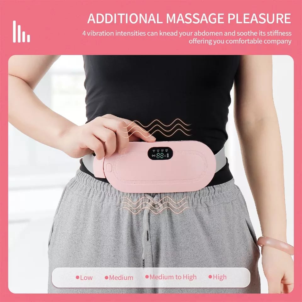 Rechargeable Menstrual Heating Pad Belt | Portable Period Cramp Relief Belt | 3 Heat Levels & 4 Massage Modes | Cordless Abdominal Heat Therapy