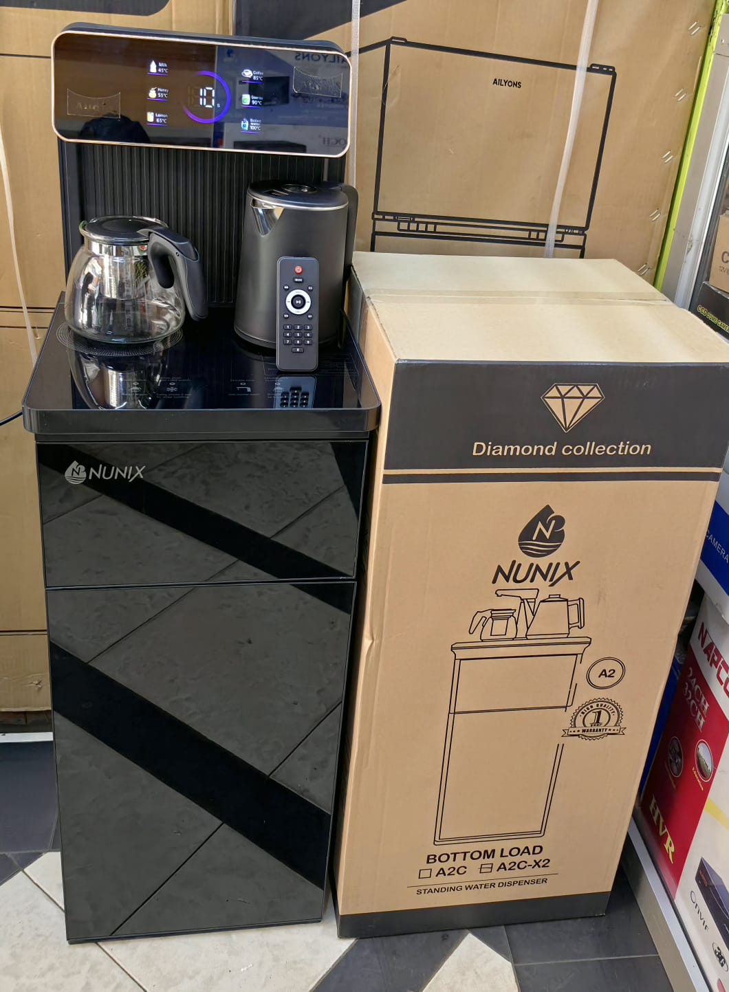 Nunix A2C-X2 Bottom-Loading Hot and Cold Water Dispenser with HiFi System, Bluetooth Connectivity, Built-In FM Radio, USB Port, and Lower Storage Cabinet for Home and Office Use