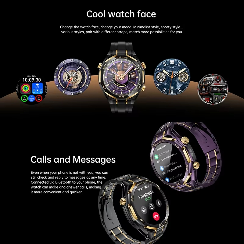 Men Smart Watch 1.53 Amoled LED Flashlight Outdoor Sport Tracker Health Monitoring Bluetooth Call AI Voice IP68 Smartwatch Supports dynamic clock faces, 3D menus, Chat GPT/Alipay