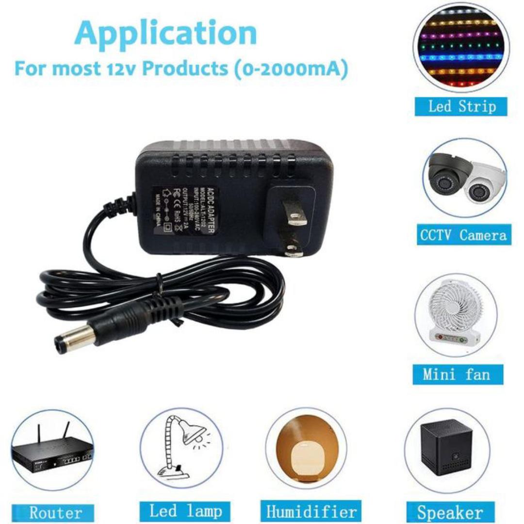 12V 2A Power Adapter UK Plug 5.5mm x 2.1mm Charger for CCTV Camera, WiFi Router, LED Strip Lights, Decoder & Security Systems