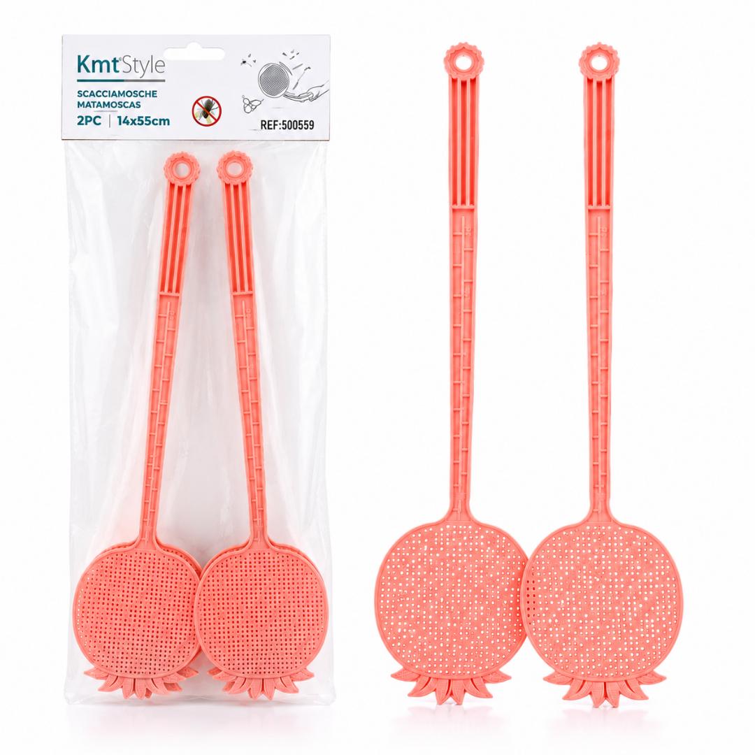 2PCS Plastic Fly Swatter Set – Heavy Duty Long Handle Fly & Mosquito Swatters for Home, Kitchen & Office | Assorted Colours