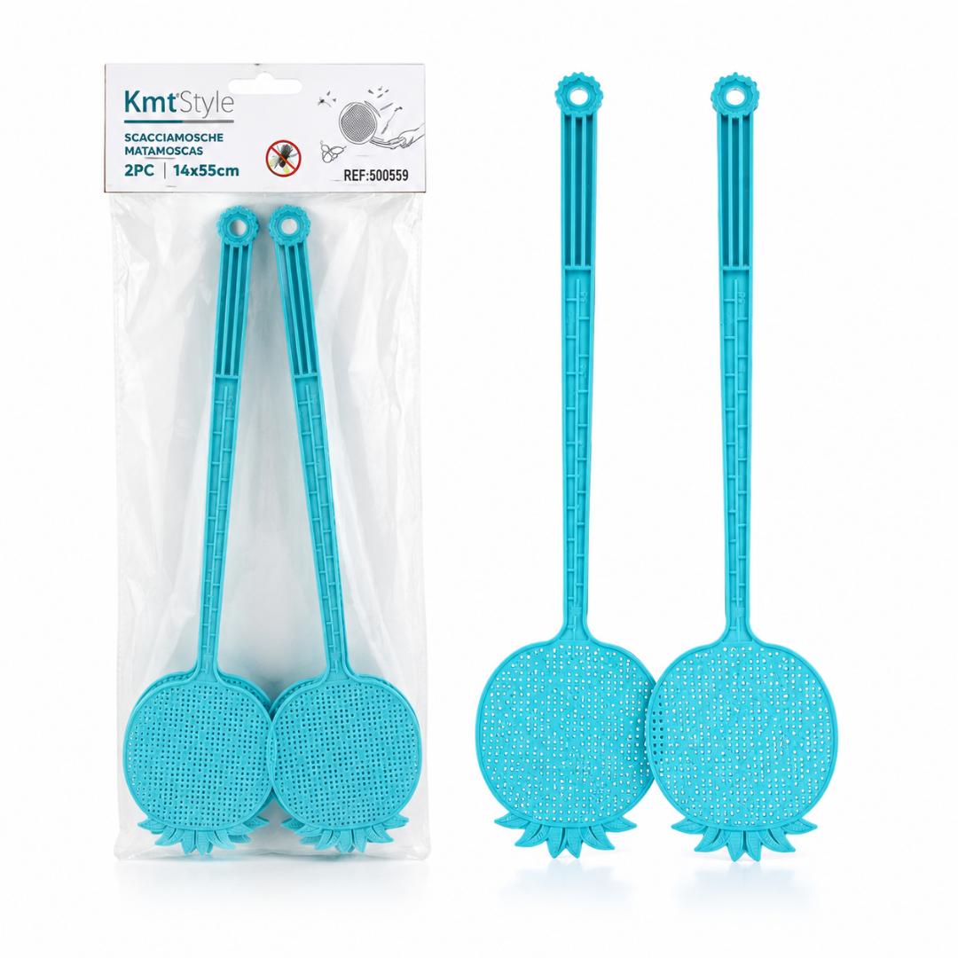 2PCS Plastic Fly Swatter Set – Heavy Duty Long Handle Fly & Mosquito Swatters for Home, Kitchen & Office | Assorted Colours
