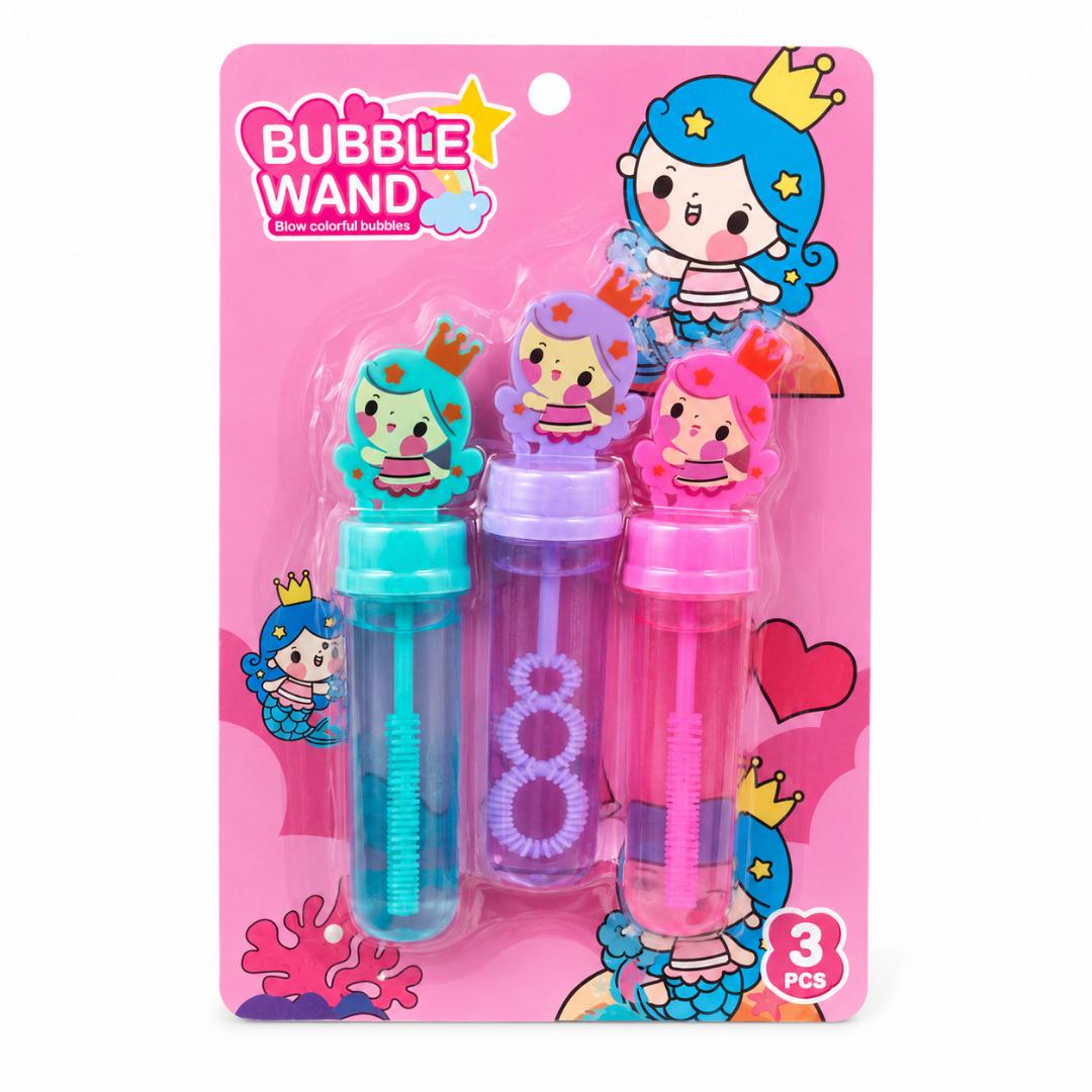 3PCS Kids Bubble Wand Set – Cartoon Bubble Blowers with Bubble Solution for Outdoor & Indoor Fun, Party Favors & Birthday Gifts