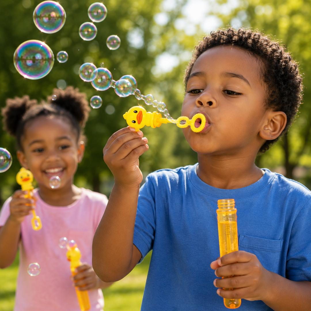 3PCS Duck Bubble Wand Set for Kids – Bubble Blower Toy with Bubble Solution | Outdoor Play, Birthday Party Favors & Gifts
