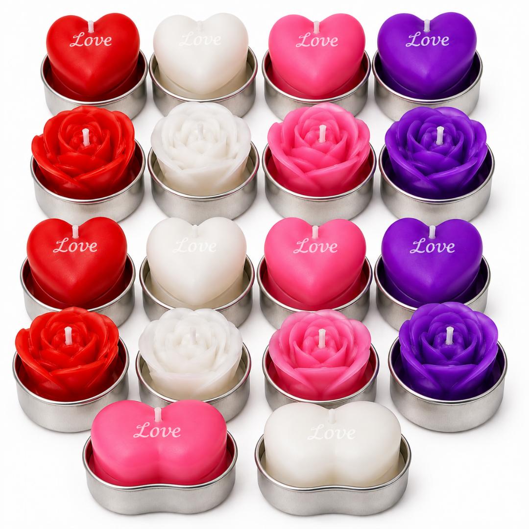 Decorative Tealight Candles – Heart & Rose Shaped Romantic Candles for Home Decor, Gifting & Special Occasions