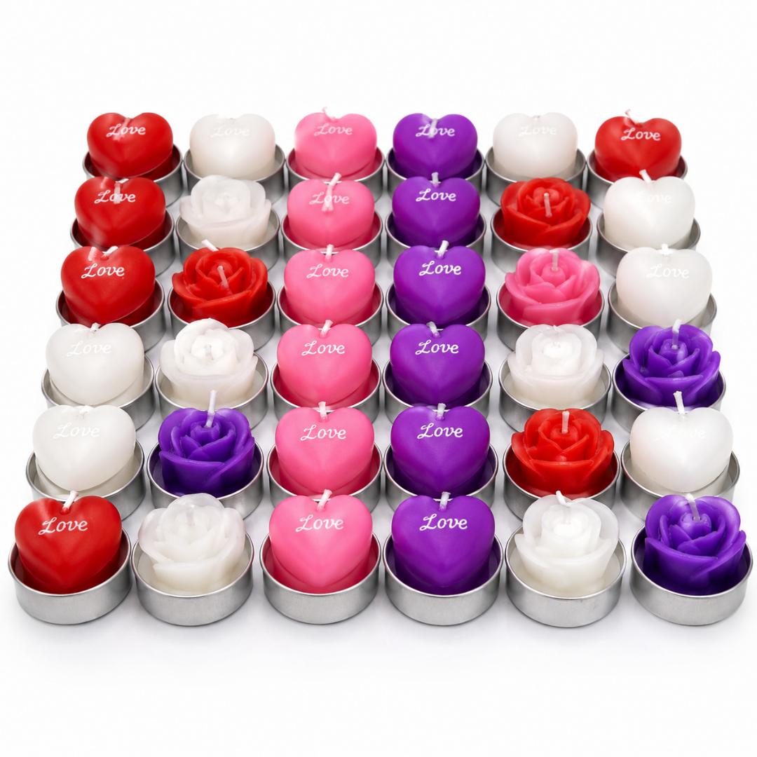 Decorative Tealight Candles – Heart & Rose Shaped Romantic Candles for Home Decor, Gifting & Special Occasions