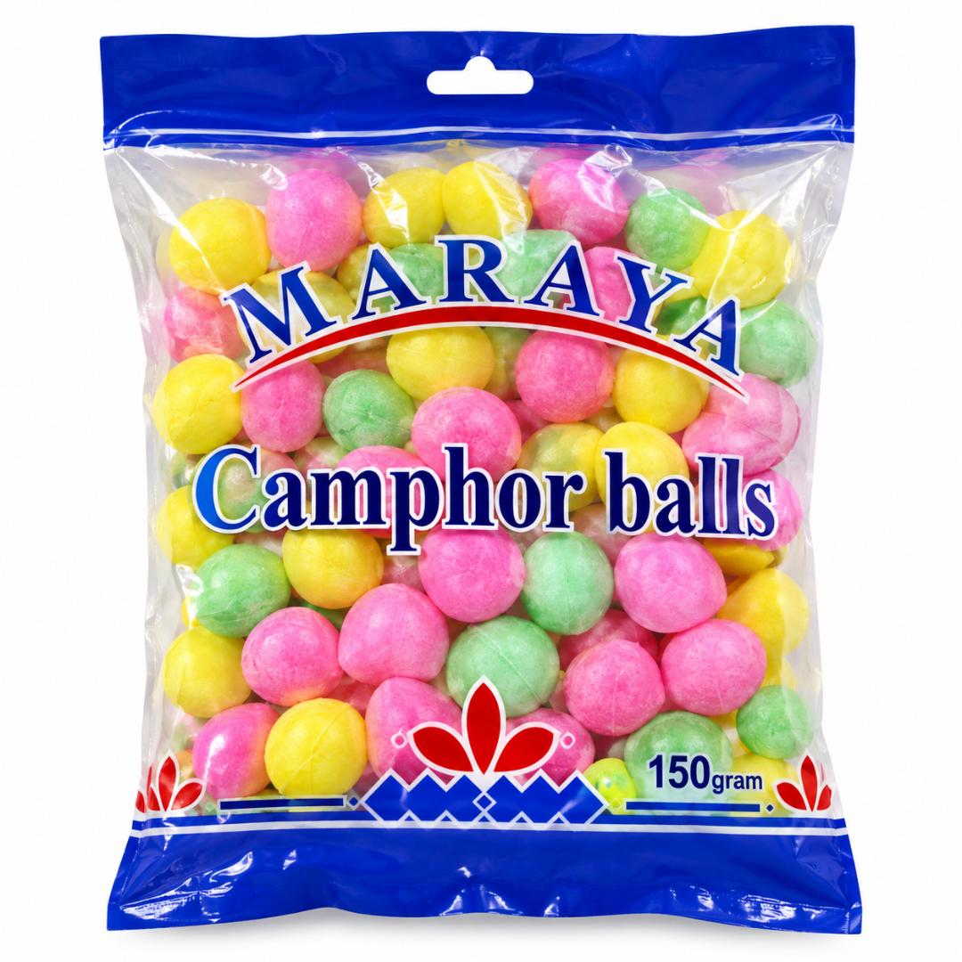 MARAYA Camphor Balls 150g – Multicolor Moth Balls & Toilet Freshener for Wardrobe, Bathroom, Shoes & Home