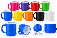 6pcs Assorted Colour Plastic Mugs with Handles – Reusable Tea, Coffee, Milk and Water Cups for Home, School & Office