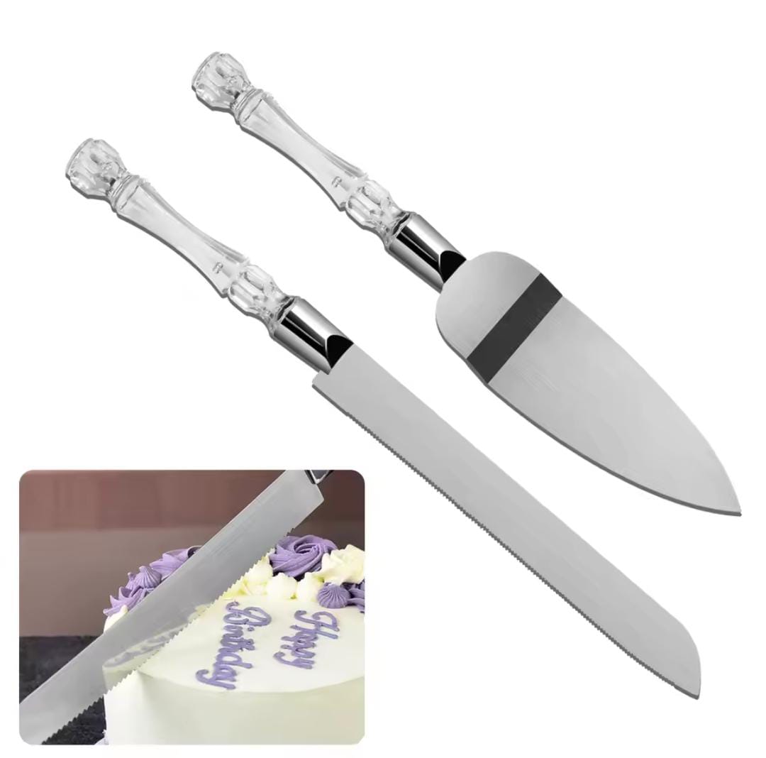 2PCS High Quality Stainless Steel Cake Cutter and Pie Spatula Set - Premium Baking Tools for Slicing, Lifting and Serving Cakes, Pies, Pastries and Desserts