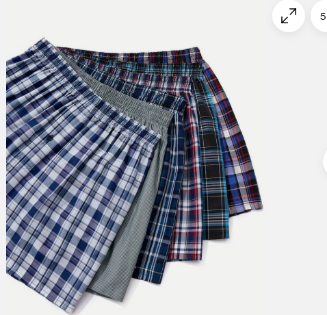 6 Pcs Premium Men’s Checked Cotton Boxers – Soft, Breathable, Mid-Waist Comfort Underwear