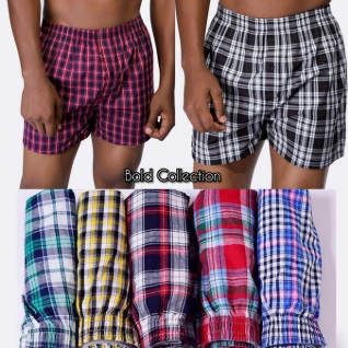 6 Pcs Premium Men’s Checked Cotton Boxers – Soft, Breathable, Mid-Waist Comfort Underwear
