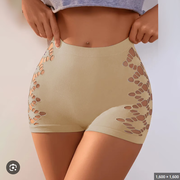 🔥 3 Psc Women’s High Waist Stretch Shorts – Breathable Bodycon Fitness Shorts with Stylish Cut-Out Design