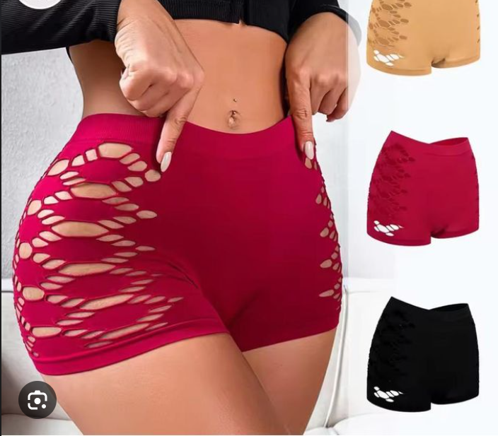 🔥 3 Psc Women’s High Waist Stretch Shorts – Breathable Bodycon Fitness Shorts with Stylish Cut-Out Design