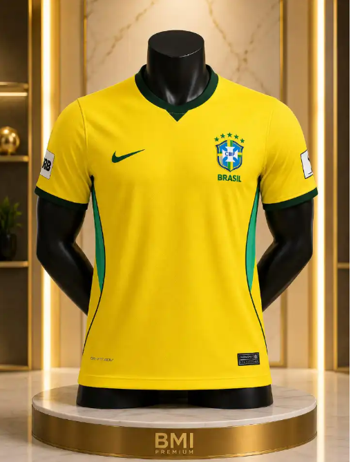 Brazil Home Football Jersey – Men's Yellow Soccer Fan Shirt | Breathable Sportswear 2025/2026 Edition
