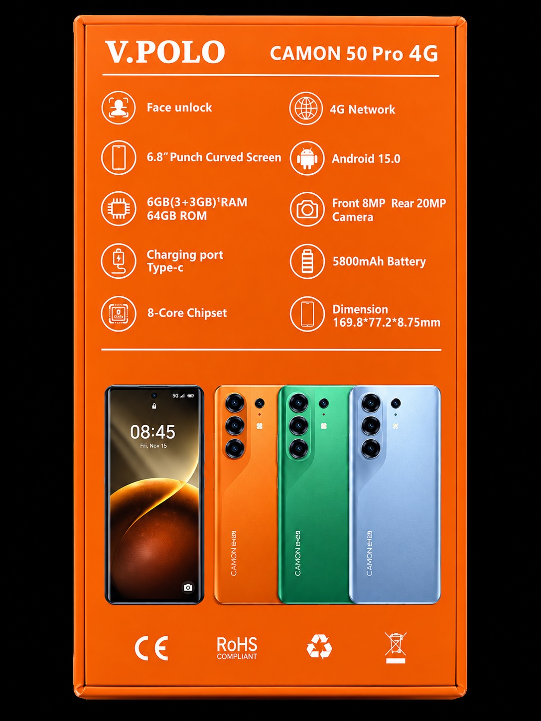 Best price for [NEW ARRIVAL] V.POLO CAMON 50 PRO 4G.6GB (3+3GB)RAM 64GB ...