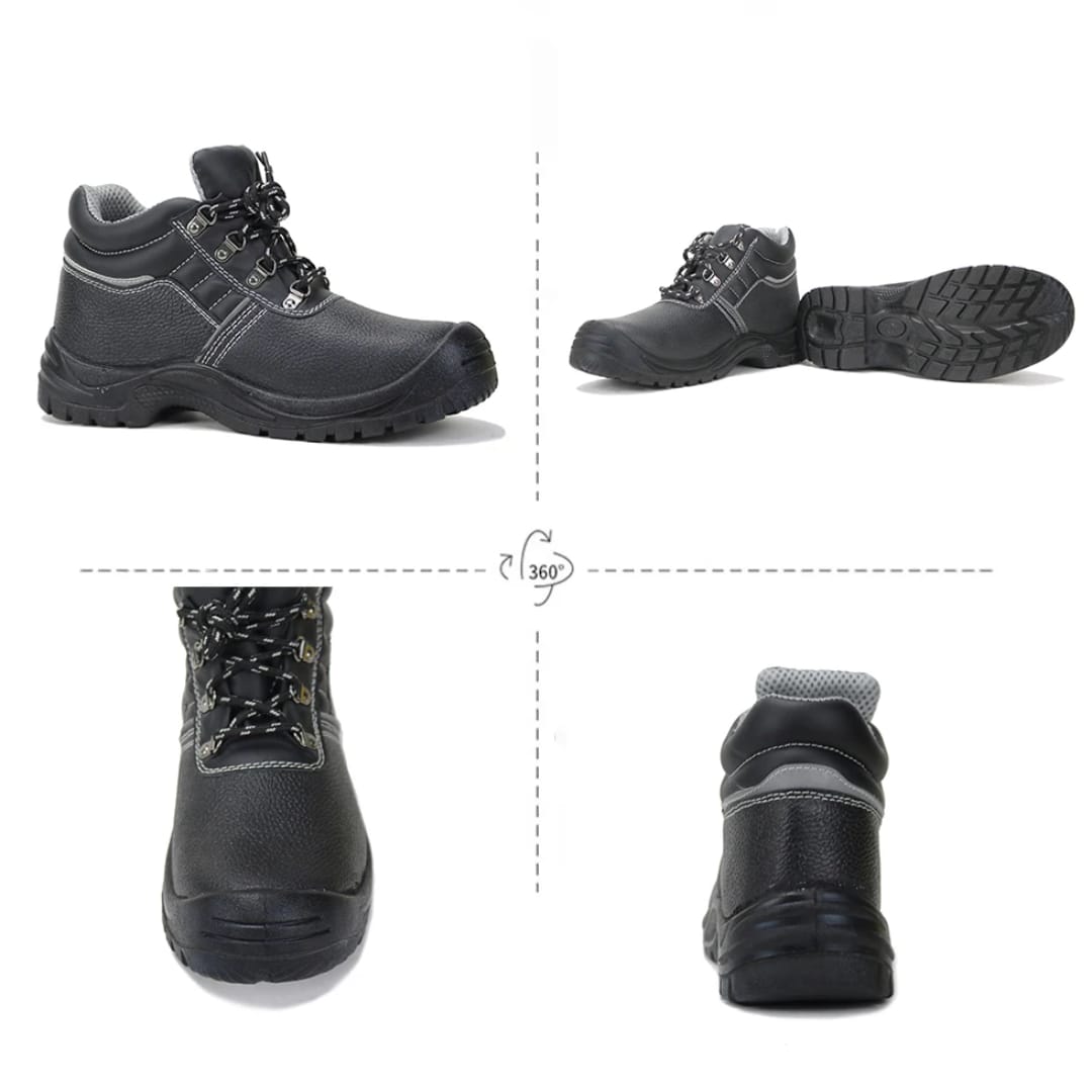 FLASH DEALS♐!Leather Soldier Heavy Duty Industrial Safety Shoes – Steel Toe Work Boots, Slip-Resistant Protective Footwear, Durable Construction Safety Boots for Men & Women, Comfortable All-Day Work