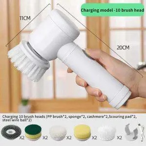 USB Rechargable magic brush with 3 option (brush, sponge & polisher) plus adhesive storage hook