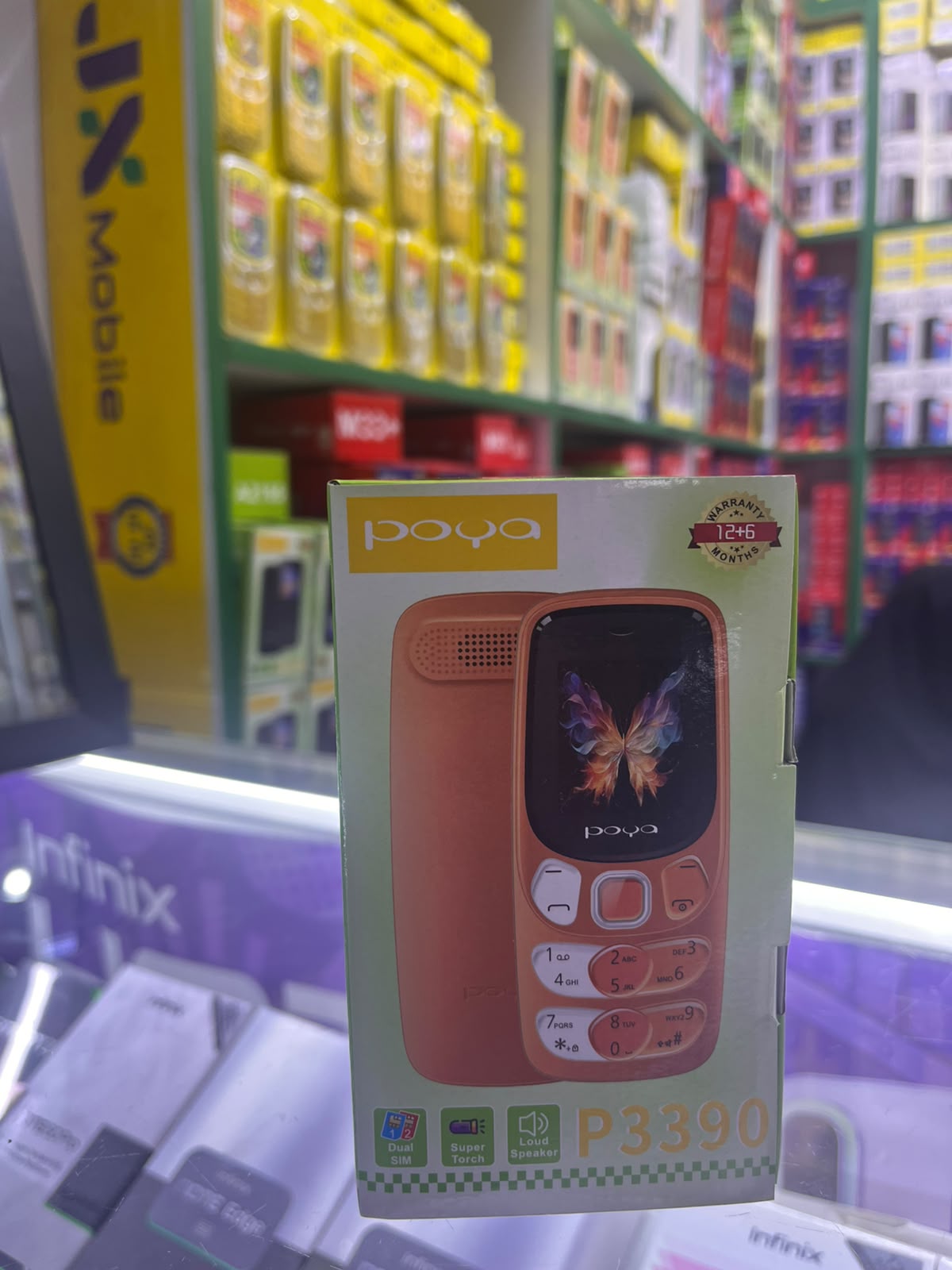 Poya P3390 Featured Kabambe Mobile Phone with dualSIM Card, Loud Speaker, Facebook, Vibration Alarm, HD Camera Calculator, Powerful battery, Wireless FM & Big Torch reliable type c charger color black