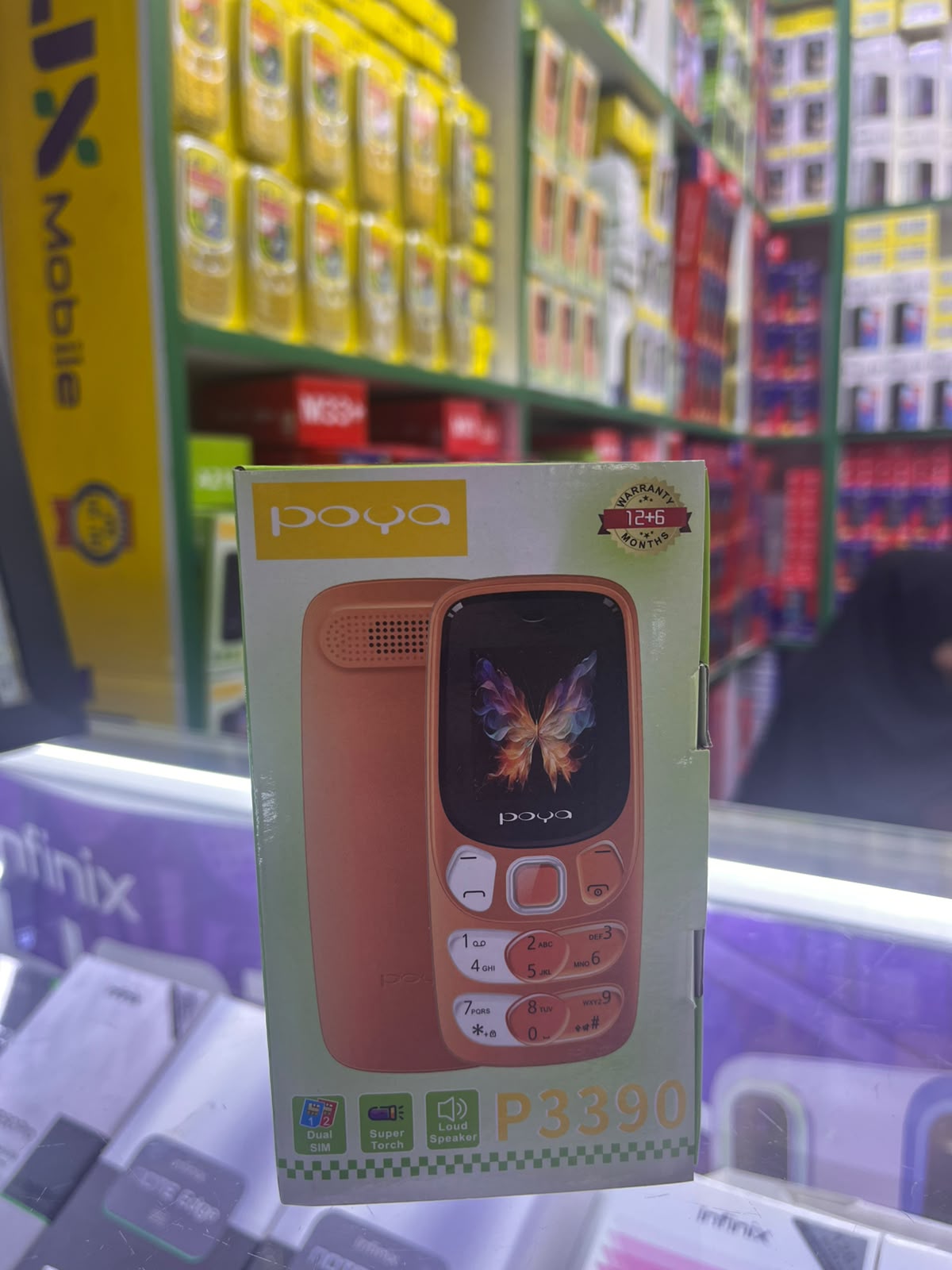 Poya P3390 Featured Kabambe Mobile Phone with dualSIM Card, Loud Speaker, Facebook, Vibration Alarm, HD Camera Calculator, Powerful battery, Wireless FM & Big Torch reliable type c charger color black