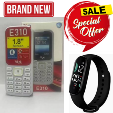VUE E310 IS AN AFFORDABLE DUAL-SIM FEATURE PHONE FEATURING A 1.77-INCH SCREEN, A WIRELESS FM RADIO, AND A BUILT-IN TORCH LIGHT (OFTEN STYLED LOCALLY AS A "MULIKA MWIZI" OR "KABAMBE" PHONE WITH STRAPS