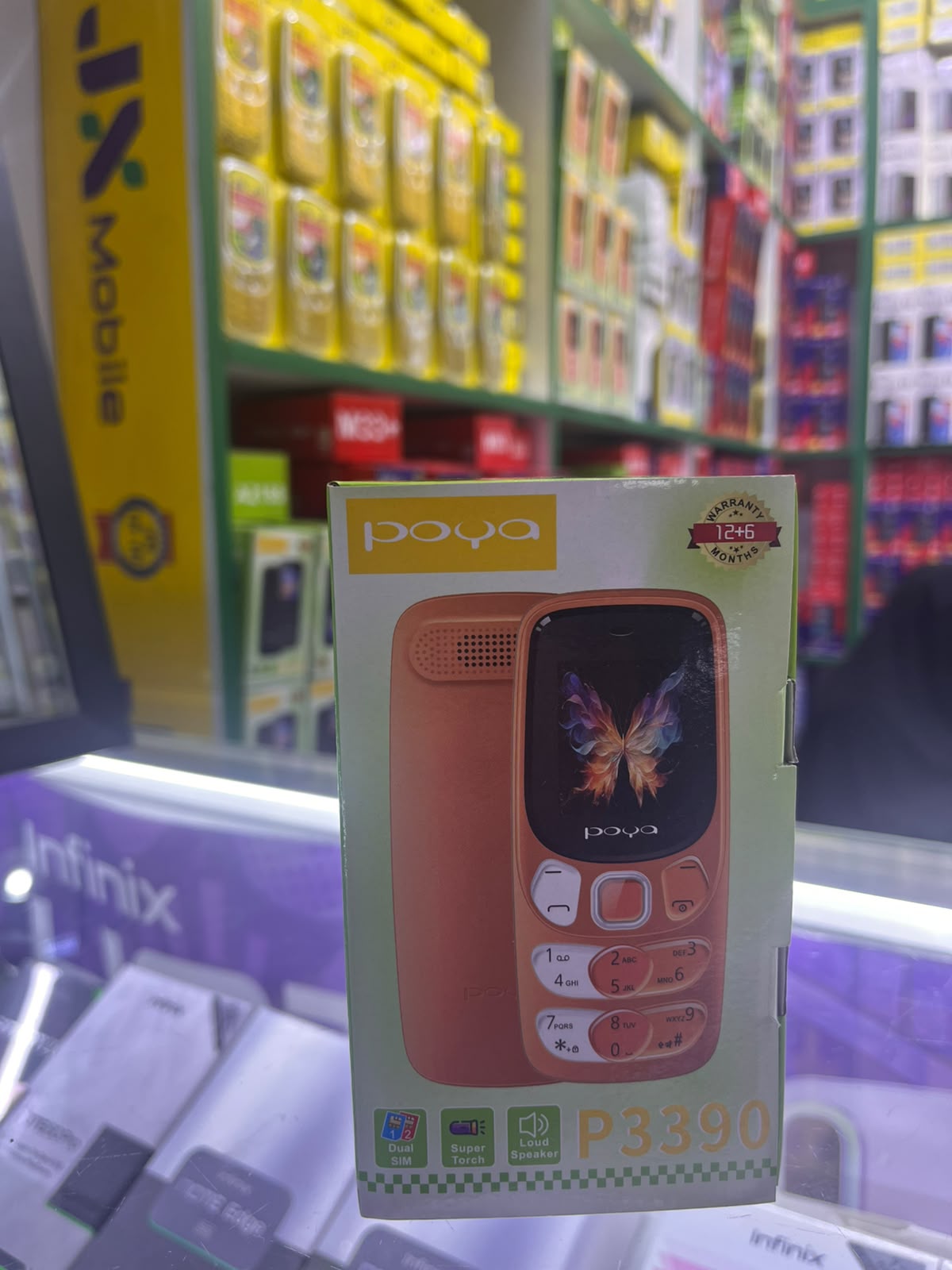Poya P3390 Featured Kabambe Mobile Phone with dualSIM Card, Loud Speaker, Facebook, Vibration Alarm, HD Camera Calculator, Powerful battery, Wireless FM & Big Torch reliable type c charger color black