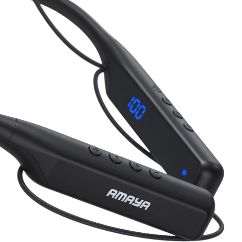 Amaya AEP-E10D Wireless Neckband Bluetooth Earphones with 75H Playtime, Sports Magnetic Earbuds for All Smartphones, 365 Days Warranty Premium Audio Wireless Earbuds for iOS and Android Devices