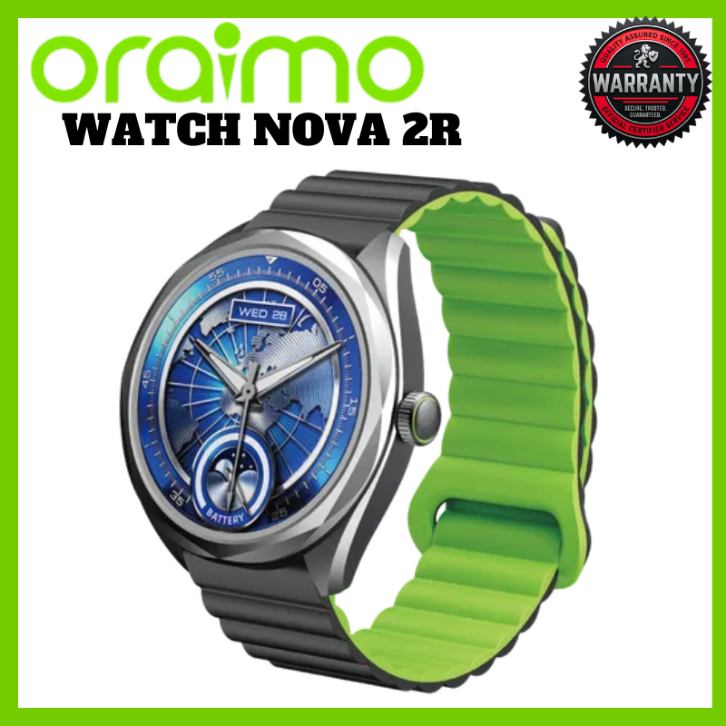 (New Arrival) Oraimo Watch Nova 2R Smartwatch 1.43 Inch AMOLED HD Screen Wireless Calling 140 Plus Sports Modes Health Tracking Smart Watch for Android and iOS Smartphones Premium Zinc Alloy Build