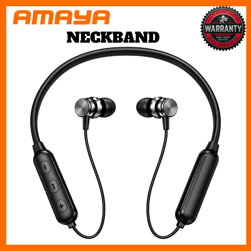 AMAYA AM-04 Neckband Wireless Bluetooth Earphones, Magnetic In-Ear Headphones with Volume Control, Hands-Free Calling, Stereo Sound, Sweatproof Design, Built-In Mic for Music, Workouts and Daily Use